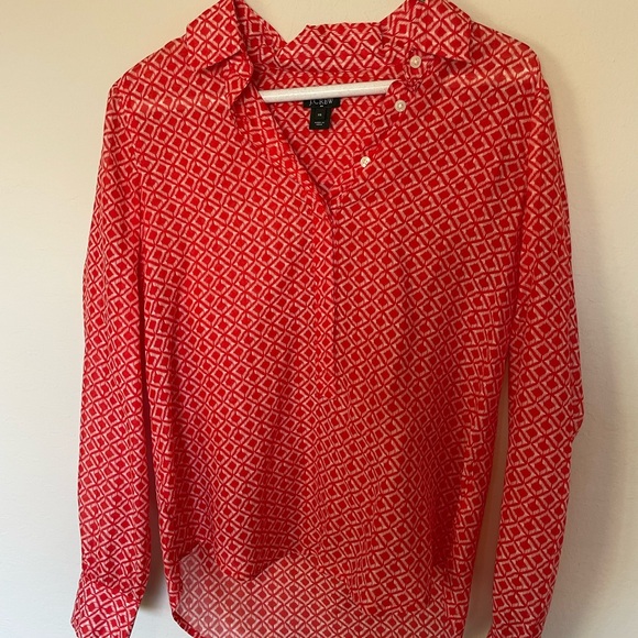 J. Crew Red Diamond Pattern Button Down Shirt - Picture 1 of 3